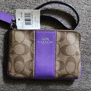 Coach Purple and Brown Clutch with Signature Monogram